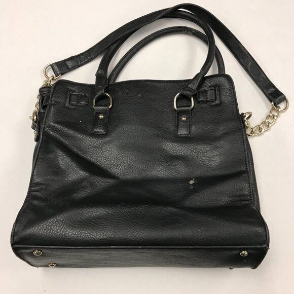 Over Sized Goth‎ Black Leather Purse With War Wounds - Picture 9 of 11